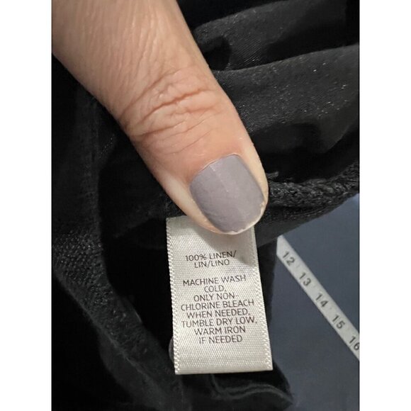 LOFT Black Wide-Leg Linen Pants Sz 8 Julie Trouser lagrnlook beachy boho - Picture 11 of 11